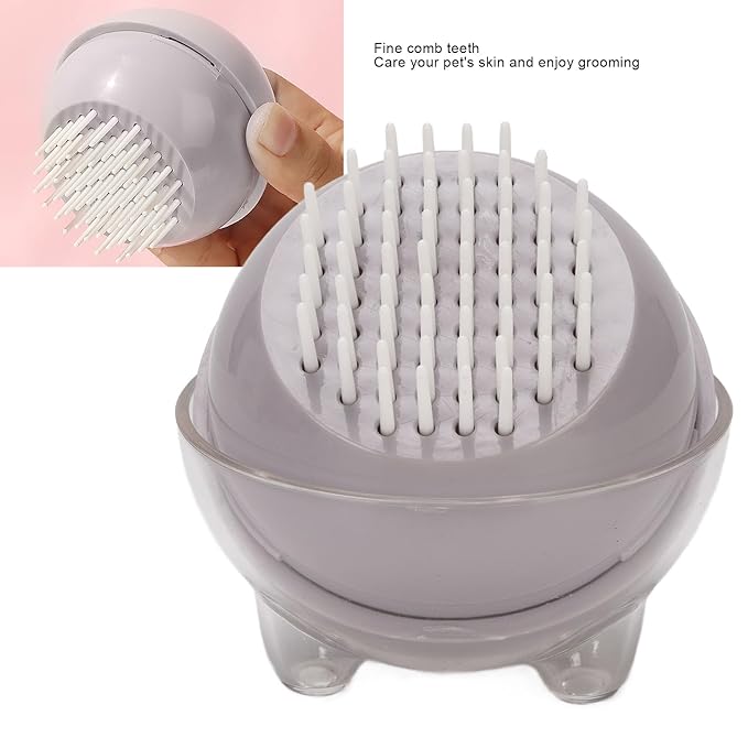 Pet Massage Brush, Comfortable Grip and Efficient Design Gentle Remove Loose Hair Pet Grooming Cleanup Comb for Short Haired Dogs and Cats(Gray) (Gray)