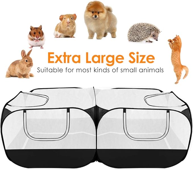 SlowTon Small Animals Playpen - Portable Chicken Coop Run Large Chick Brooder 73"x36"x25" with Detachable Bottom, Pop Up Pet Enclosure Cat Tent for Guinea Pig Bunny Puppy Indoor Outdoor (Flat Top)