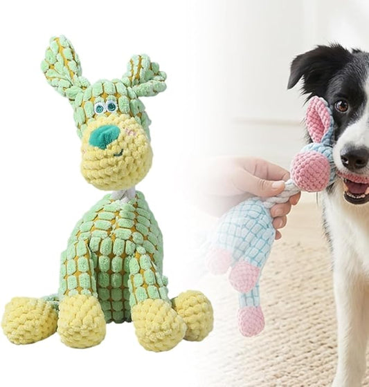 2026 New Dog Toys, Indestructible Plush Dog Toy for Aggressive Chewers, Interactive Squeaky Soft Puppy Chew Toy, Durable Teething Toys for Small Medium Large Dogs (Green, 1pcs)
