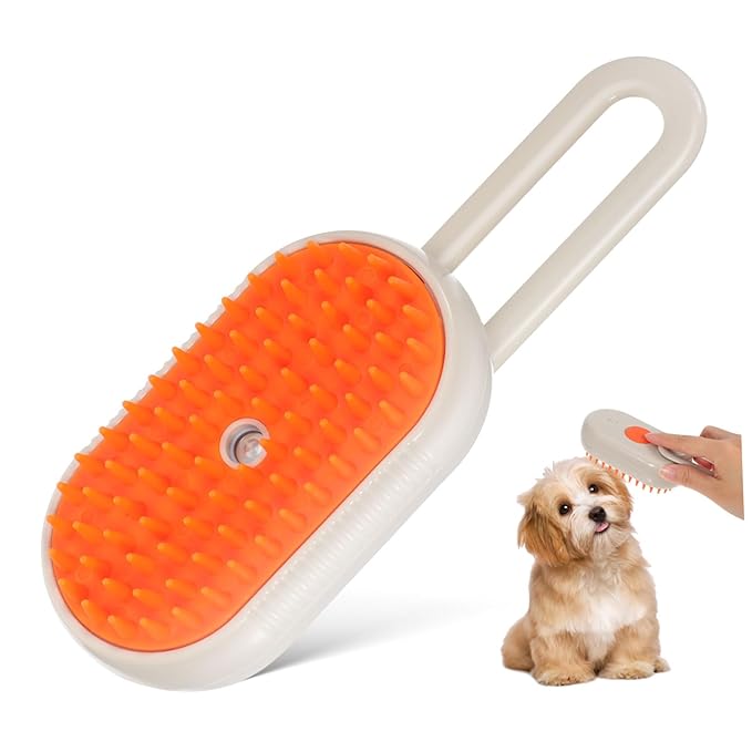 Milisten Pet Grooming Brush with Spray Rotatable Handle for Dog Bathing Cat Shedding Efficient Hair Removal Shedding Control for Long Haired Pets Compact Portable Design