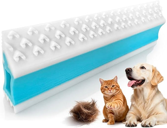 Upgraded 4-ni-1 Pet Hair Remover Tools | Reusable Fur Remover for Car Interior, Carpet, Bedding,Couch & Pet Furniture (L (10 Inch))