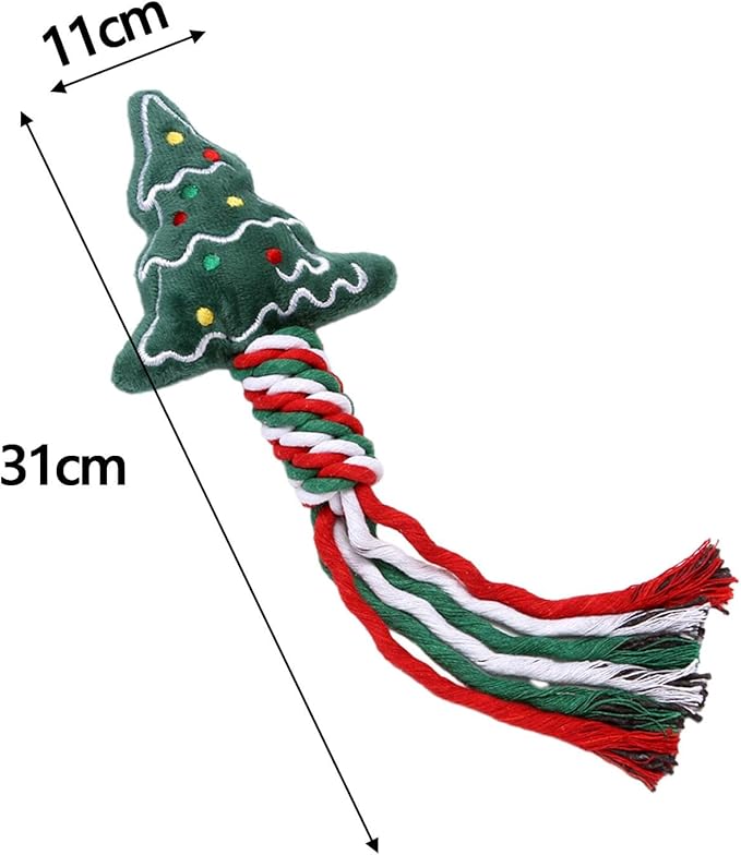 Dog Rope Toy Christmas Dog Toy Lightweight Pet Supplies for Aggressive ers Dog Toy for Playing Training Xmas Gifts, Christmas Tree