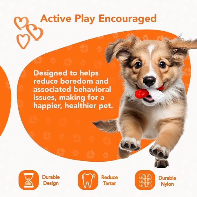 Cross Chew Toy for Dogs, Bacon Scented Tough Dog Toys, Long-Lasting and Durable Teething Toys, Chew and Squeeze Odor Stimulating Dog Chew Toys