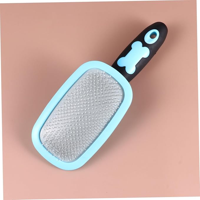 Rotatable Pet Grooming Comb Comfortable Massager Tool for Dogs Cats Large Blue with Dots Hair Removal Tangle Cleaning