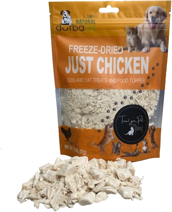 Freeze Dried Dog and Cat Treats Food Topper (2.0 oz, Chicken Powder & Chunks)
