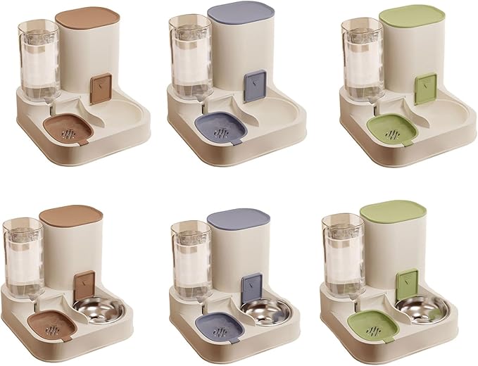Cats Feeders and Water Dispenser 2 in 1 Pet Automatic Water Dispenser Pet Food Storage for Small Dog Puppy Cats