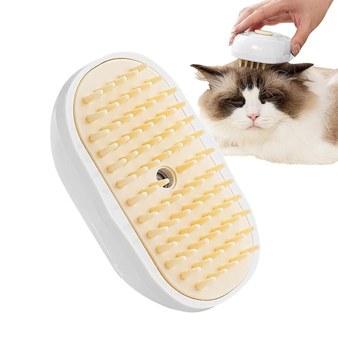 Pet Steamy Brush, Type C Rechargeable Pet Grooming Comb, Electric Massage Cat Dog Hair Care Tool, Portable Pets Cleaning Brush Accessory, for Small Medium Large Kitten Puppy Home Use