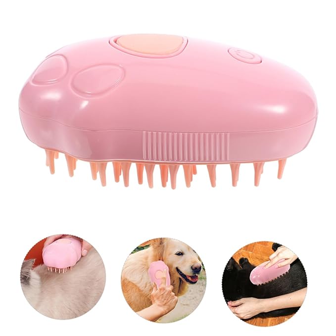 SUPVOX 2pcs Electric Pet Grooming Brush Self Cleaning Cat Bath Brush for Gentle Shedding Massage Ergonomic Design Safe Materials Vibrant for Multi Pet Households
