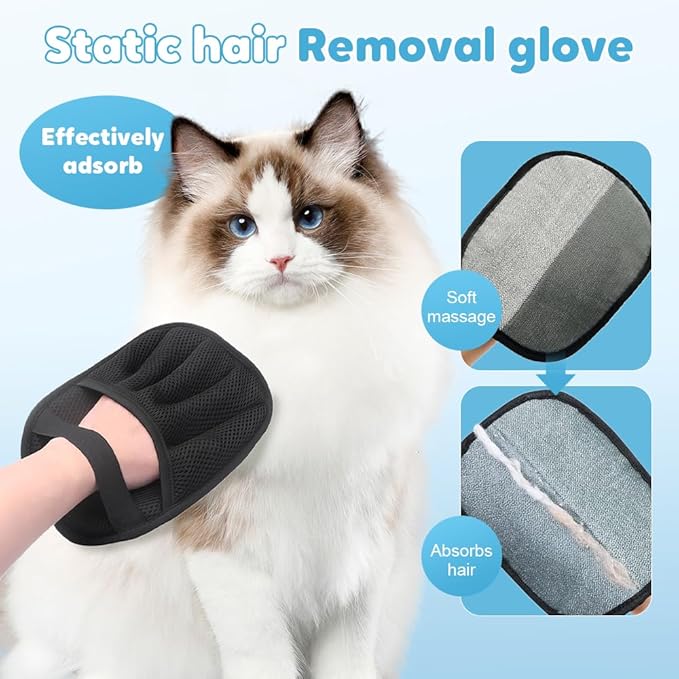 Pet Hair Remover Glove, 2025 Electrostatic Pet Hair Removal Gloves for Dogs and Cats, Reusable Cat & Dog Hair Remover for Couch, for Couch, Furniture, Carpet, Car Seat, Fur Removal Tool (2 pcs)