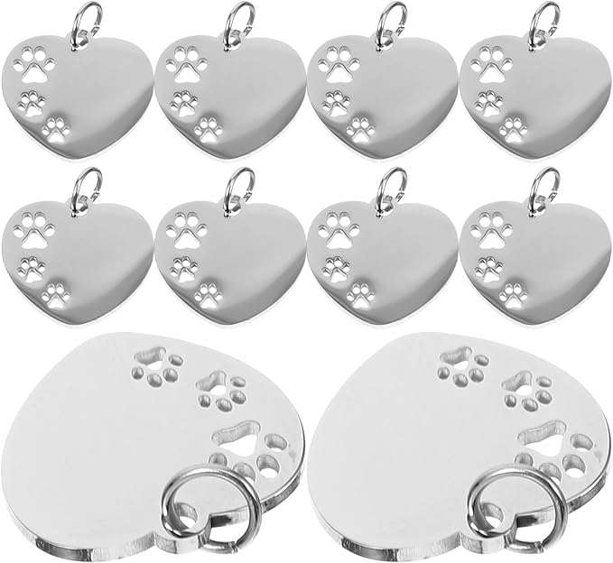 Kichvoe 10pcs Silver Stainless Steel Dog Id Tags Blank Pet Name Tags for Small Dogs Collar Accessories Sturdy Pet Supplies