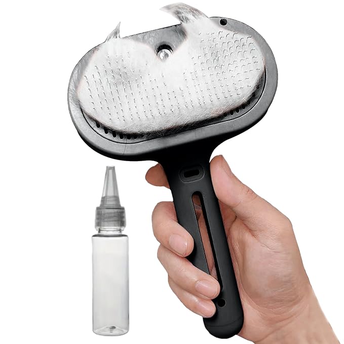 Pet Steam Brush - Ergonomic Deshedding Comb, Large Capacity Misting Hair Removal Steamer | Cat and Dog Grooming Tool with Self-Cleaning Feature, Massage Brush for Home, Shower, and Travel Use