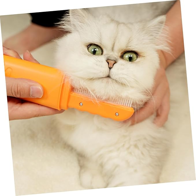 SUPVOX Pet Grooming Comb Detangling Rake for Dogs and Cats Small Hair Brush with Fine Teeth for Removing Loose Fur and Mats, Orange, Suitable for Home Grooming and Pet Care
