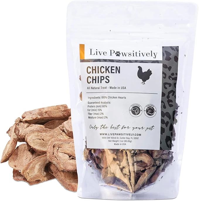 All-Natural Treat for Dogs & Cats, Single Ingredient, Picky Eaters, Grain & Gluten Free, Freeze Dried Chicken Hearts, No Preservatives, Made in USA