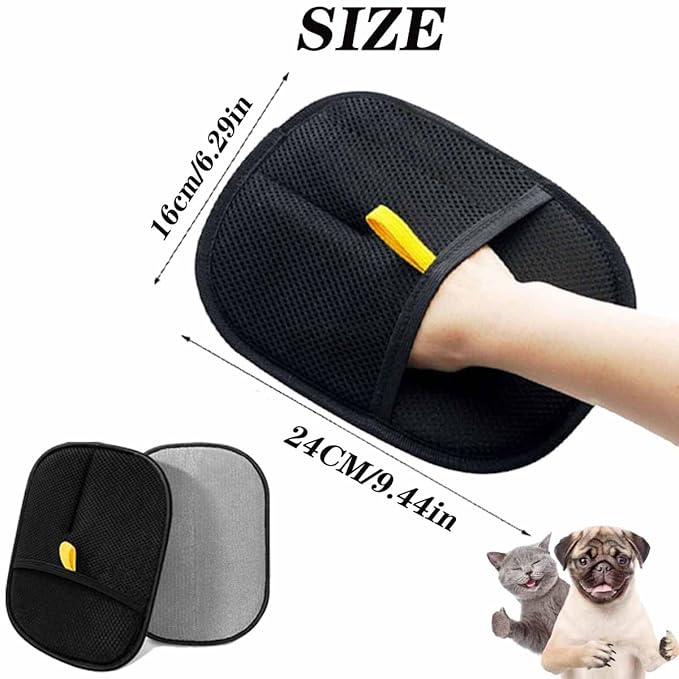 Electrostatic Pet Hair Removal Gloves, Static Removal Gloves for Pet Hair, Double-Sided Reusable Cat & Dog Electrostatic Gloves for Couch, Clothing, Carpet, Car Seat (Yellow, 3PCS)