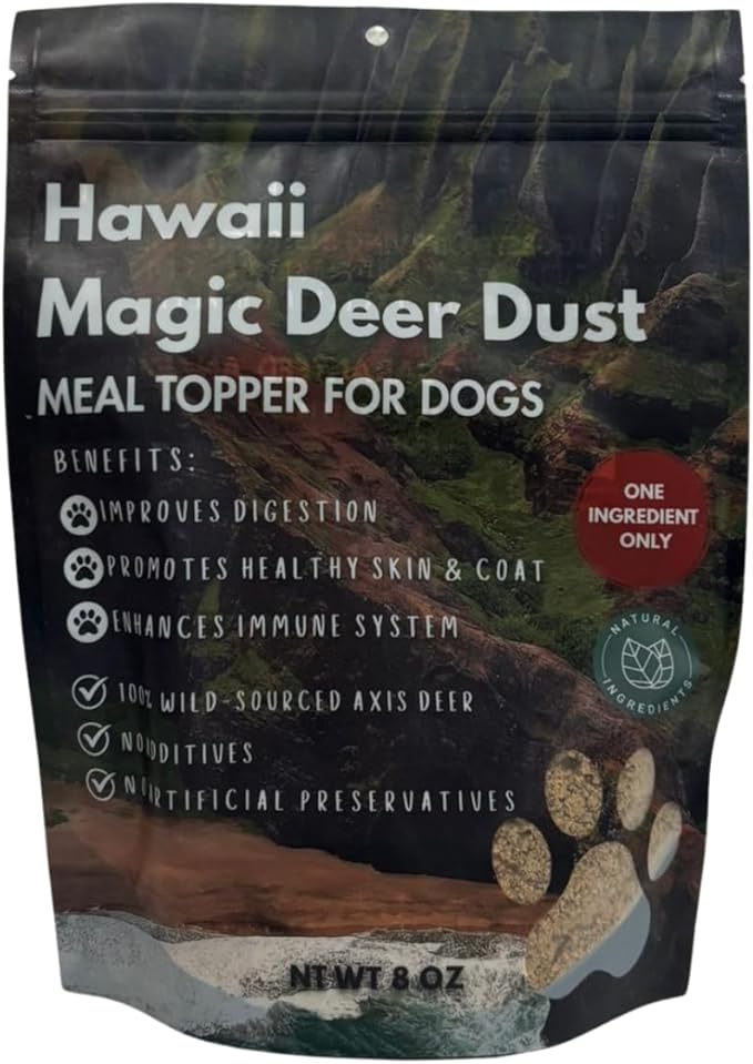 Hawaii Magic Deer Dust Meal Topper for Dogs | Single-Ingredient Natural Protein Powder | Supports Digestion, Skin & Immunity | No Additives or Preservatives | 226 g (8 oz)