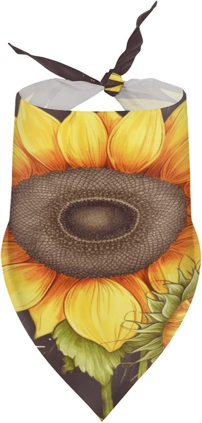 Dog Bandana Spring Pet Scarf Adjustable Triangle You are My Sunshine Sunflower Printing Dog Bib Washable Polyester Puppy Bandana for Small Medium Large Dogs Cat Birthday Party Supplies