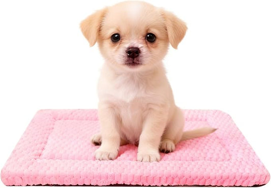 Dog Bed Mat, Reversible Dog Crate Pad - Comfortable Kennel Mat for Dogs & Cats, Machine Washable Dog Bed Suitable for Kennel, Cage or Home Travel(Pink, 24" L*18" W*1.5" Th)