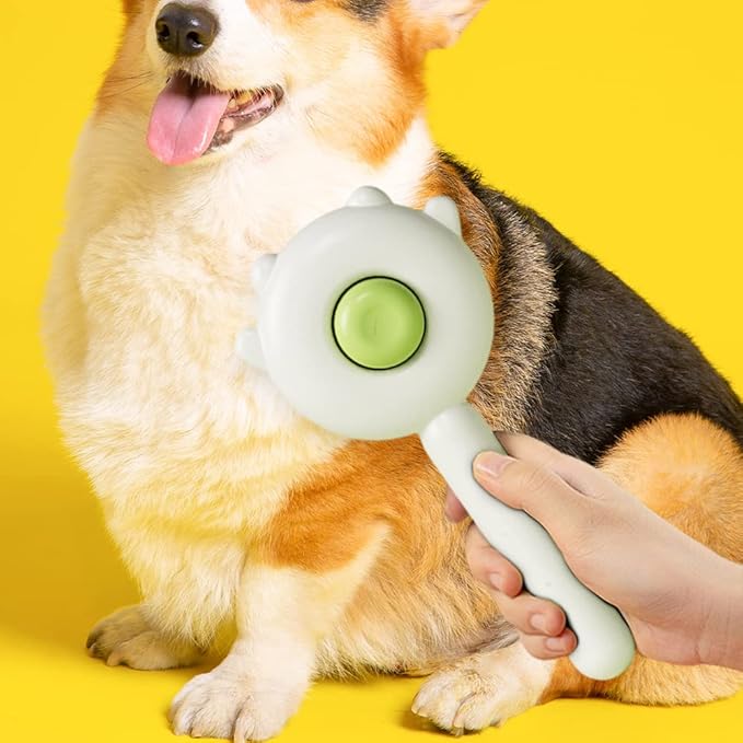 Magic Pet Grooming Brush, 2023 New Self Cleaning Slicker Comb for Long or Short Hair Pets, Removes Tangles and Loose Fur (Green#A)