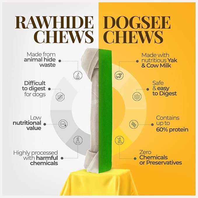 Dogsee Mint Flavor Himalayan Yak Cheese Dental Chews for Dogs 1lb (Medium - 6 Chews) | Aid Digestion | Made in Himalayan Regions | Odorless Dog Treats…