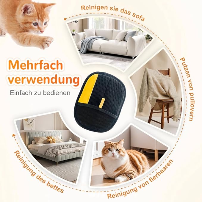 Electrostatic Gloves Pet Hair Removal, 2025 New Pet Hair Remover Gloves, Reusable Grooming Glove for Cats & Dogs