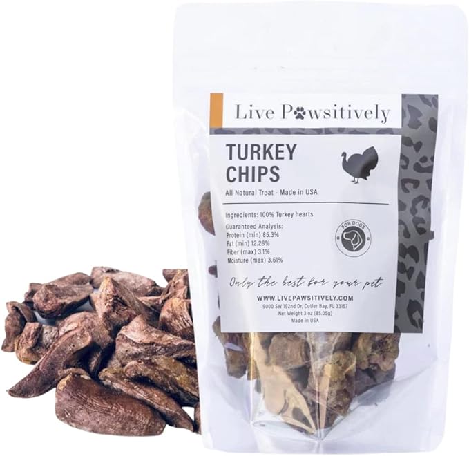All-Natural Treat for Dogs & Cats, Single Ingredient, Picky Eaters, Grain & Gluten Free, Freeze Dried Turkey Hearts, No Preservatives, Made in USA
