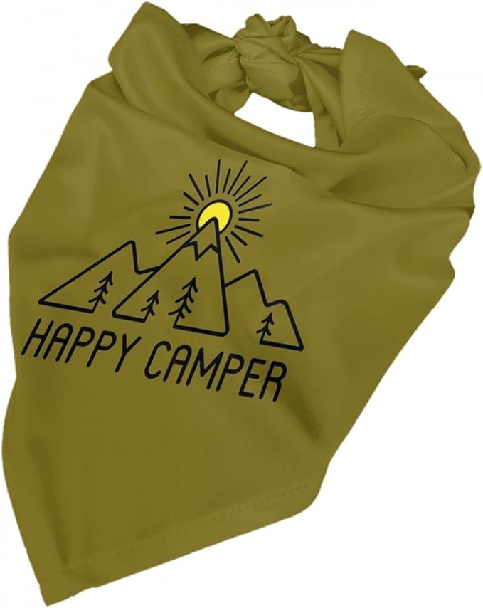 Happy Camper Summer Dog Bandana，Adorable Puppy Accessory for the avid Camper ，Pet Neckerchief for Pets Daily Wear Photo Prop Party Supplies,Funny Cute Dog Bandana (Grass Green)