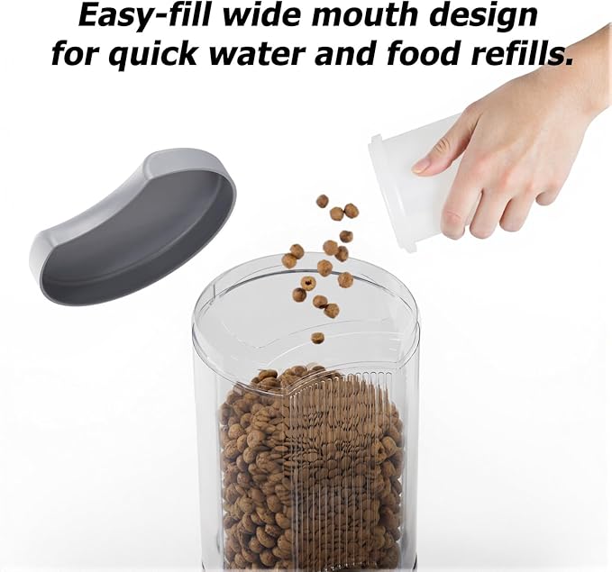 Pet Feeder and Water Dispenser Automatic for Dogs Cats,Waterer and Gravity Food Feeder for Small & Medium Dogs Cats Puppies,6-Pound Food,1-Gallon Water, Easily Clean (White)
