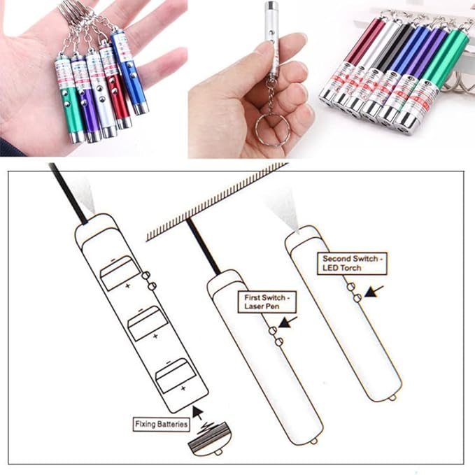 2-in-1 Cat Pet Toy Red LED Pointer Pen White Flashlight Torch Interactive Training Pen for Cat Dogs