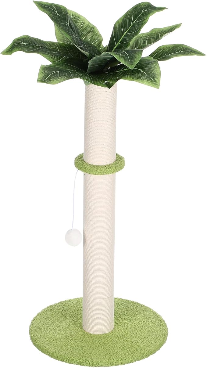 POPETPOP Decorative Cat Scratching Post with Sisal Cover Small Indoor Cat Claw Grinding Post Floor Scratcher for Kittens