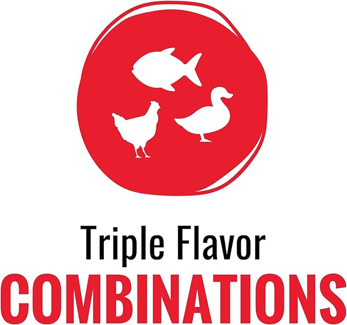 Good 'n' Tasty Triple Flavor Puree Mix-Ins Dog Food Topper Treats for All Dogs, 28 Count, Easy Single-Serve Portions, Added Protein with Tuna, Chicken and Duck
