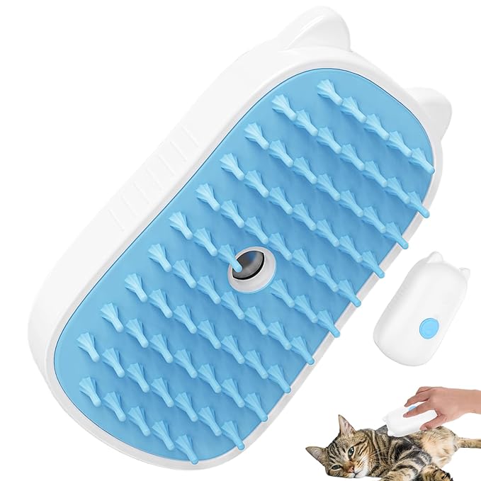 Cat Steam Brush, Dog Cat Grooming Massaging Comb, Pet Massage Brush, for Short & Long Haired Kittens Loose Hair Removal Puppies Bathing Shower Grooming