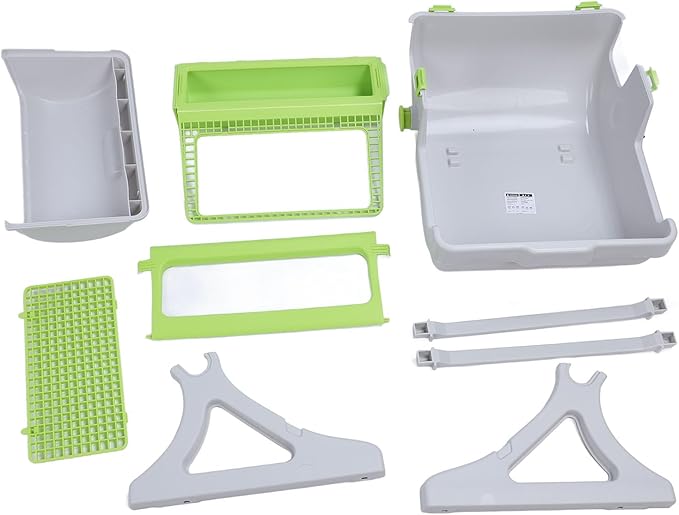 Self Cleaning Cat Litter Box Enclosure Semi Automatic, PP Plastic Easy Assembly Tipping Bucket Style Large Kitty Litter Box for Indoor Cats