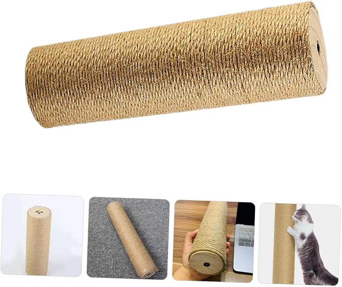 UPKOCH Cat Scratching Post Jute Rope Scratch Pole 9cm X 30cm Solid Wood Sturdy Cat Claw Scratcher Indoor Floor Accessory