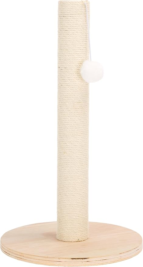 SAFAVIEH Home Collection Cat Scratch Tree Post Natural & Ivory Jute with Hanging Ball Toy