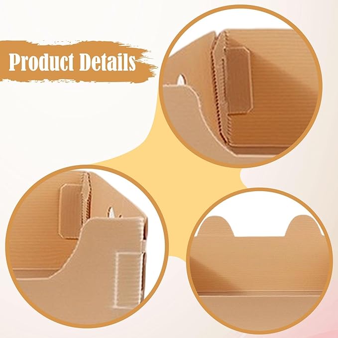 Cat Travel Toilet Large Capacity Open Litter Pan Potty for Indoor Cats Adorable Funny Design- Brown