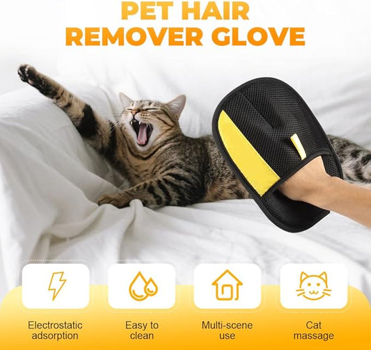 2025 Upgrade Pet Hair Removal Gloves, Electrostatic Gloves Pet Hair Reusable Cat Dog Grooming Glove, Electrostatic Remover Mitt for Dogs, Cats & Horses with Long and Short Hair Fur (3 Pack)