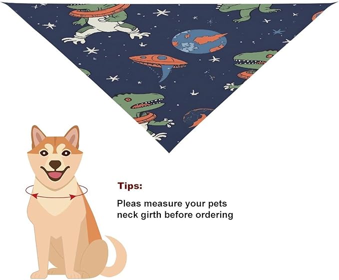 Dog Bandana Spring Pet Scarf Adjustable Triangle Funny Astronaut Dinosaur Rocket Printing Dog Bib Washable Polyester Puppy Bandana for Small Medium Large Dogs Cat Birthday Party Supplies