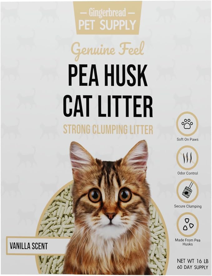 Premium Pea Husk Scented Cat Litter for Happy and Healthy Cats. (Vanilla)(15 lbs)