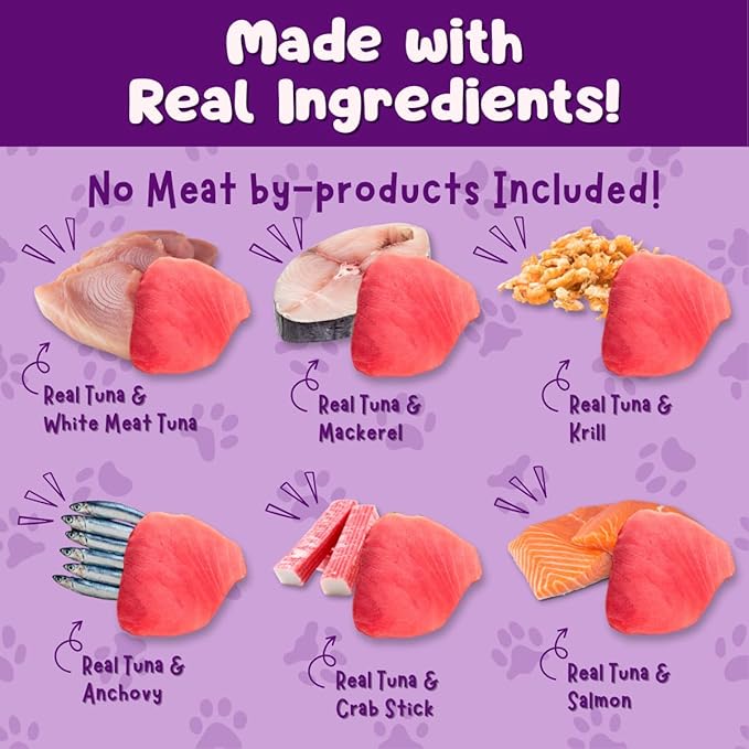 Queen's Cat & NUTRI PLAN Wet Cat Food Gourmet Tuna Meat Recipe (5.64oz/24 Count) 6 Flavor High Protein Taurine Rich, No Added Preservatives or Seasonings, Complete Balanced Nutrition