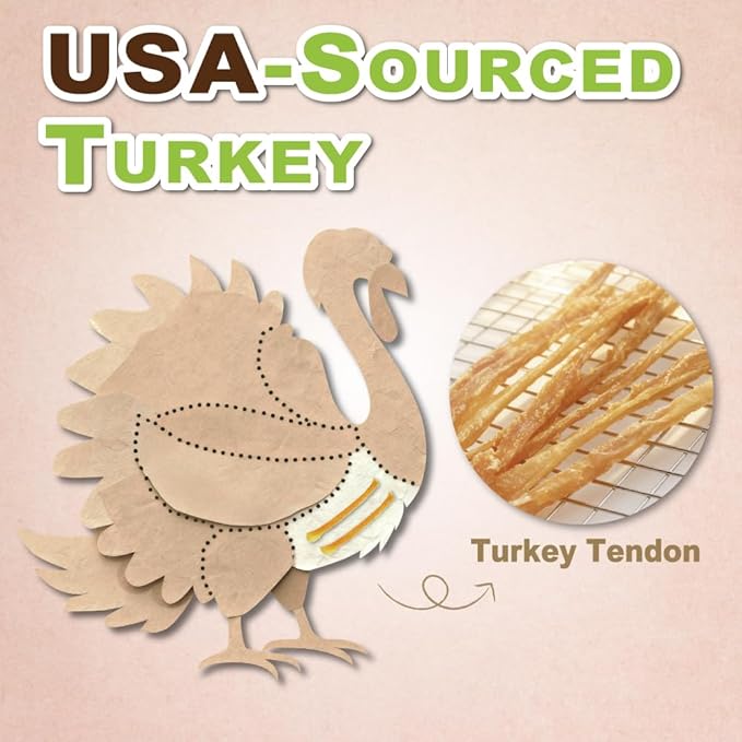 A Freschi srl Turkey Tendons for Dogs, USA-Sourced, Healthy Dog Treats, Rawhide-Free Puppy Chews, Long Lasting, All Natural, Hypoallergenic Dog Treats for Medium Breeds, 2 Count Pack Pretzel (M)