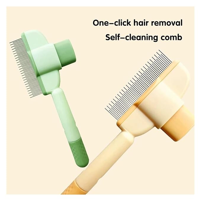 Knotting Comb Pet Hair Remover Self-Cleaning Dog Cleaning Tools Supplies Grooming Fine-toothed(Yellow)