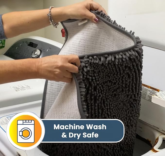 Muddy Mat® | Super Absorbent Door Mat Indoor, Microfiber Quick Dry Chenille Entryway Rug, Non-Slip Front Door Mat, Indoor Mats for Entryway, Machine Washable Pet Rug, Grey 24"x36"