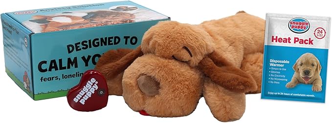 Original Snuggle Puppy Heartbeat Puppy Toy - Heartbeat Puppy for Dogs - Pet Anxiety Relief and Calming Aid - Comfort Dog Toy - Behavioral Training and Sleep Aid Cuddle buddy - Crate Training Essential