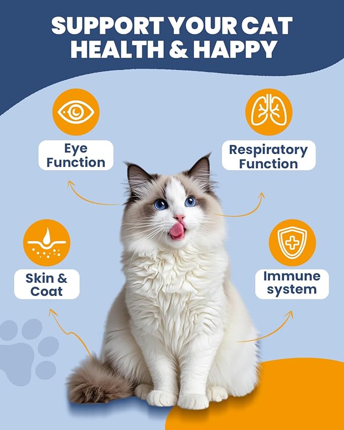 L-Lysine for Cats - Lysine for Cats - Immune System, Normal Eye Function and Respiratory Health - Cat Lysine Paste with Taurine, Omega-3, Vitamins - 60ML, Chicken Flavor