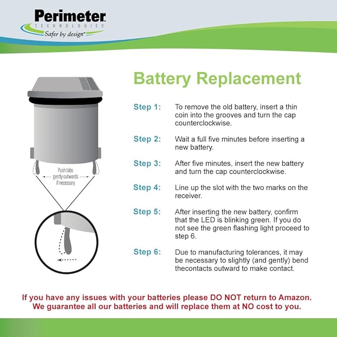Perimeter Technologies Six Pack Dog Fence Batteries for Invisible Fence R21 or R51 Receiver Collars
