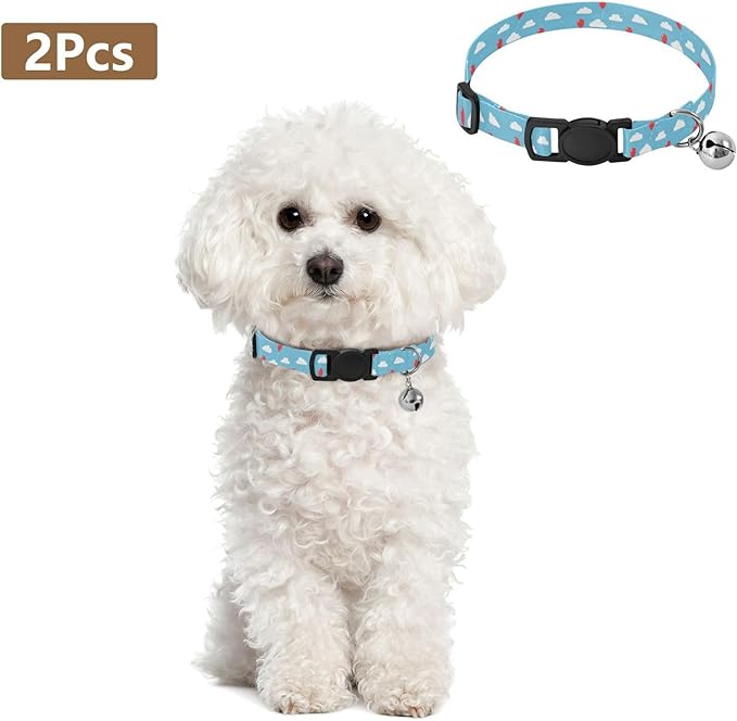 Dog Collar Balloons Clouds Pattern Dog Collars Puppy Collar Cat Pet Collar with Adjustable Buckle for Dogs Cats Pets Supplies 2 Pack