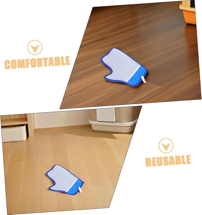 BESPORTBLE 2pcs Reusable Dual-Sided Pet Hair Removal Gloves with Electrostatic Technology for Cats and Dogs Efficient Grooming Mitts for Furniture Clothes Car Interior Blue Hair Cleaning