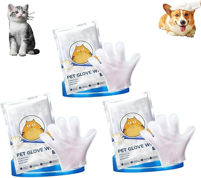 Odor-Removing Pet Grooming Gloves, Nourishing Waterless Portable Grooming Tool, Refreshing and Water-Free, for Cats and Dogs (18pc)