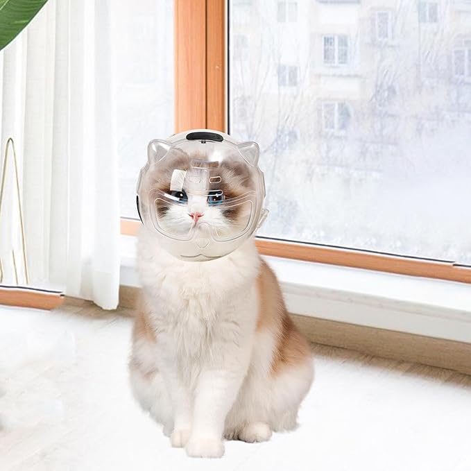 Cat Muzzle Mouth Cover Breathable Ball Mask Anti Bite Muzzle for Grooming Nail Trimming Bathing Travel Pet Supplies- Clear L
