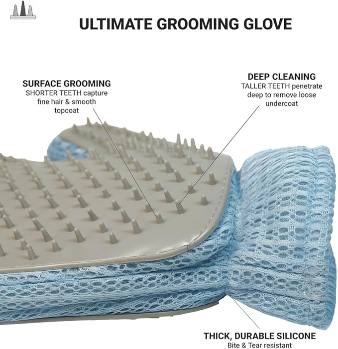 Gentle Pet Hair Removal Glove - Efficient Cat & Dog Mitt Brush for Shedding - Grooming and Deshedding Tool for Long or Short Fur Pets - Perfect for Bathing & Massage (one Piece)